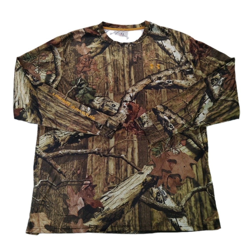 Under Armour Shirt Men 2XL XXL Fitted Brown Break Up Infinity Camo Heatgear